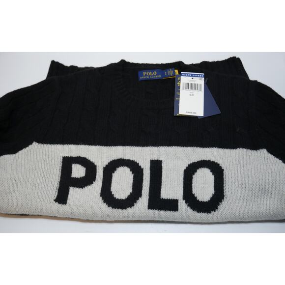 NEW POLO RALPH LAUREN WOOL CASHMERE SWEATER BLACK MSRP $168 - S/P - Picture 3 of 3